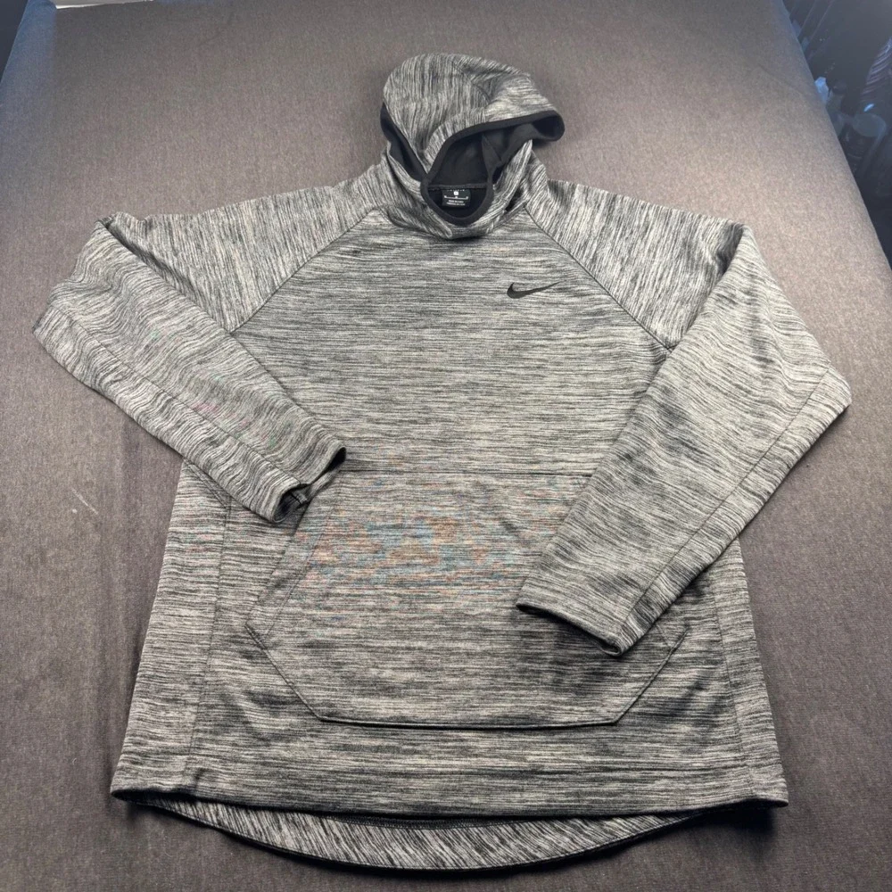 Nike Dri-FIT Mens Training Hoodie Grey Space Dye Heather Pullover M